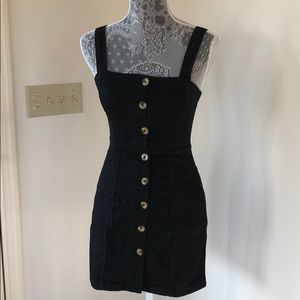 Divided black denim dress
